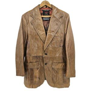 Vintage De Long Glazed Lamb Jacket Mens 40 Brown Lambskin Blazer